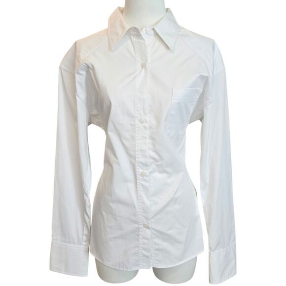 Zara NWT White Sexy Open-back Tie Button Up Shirt Sz. Small - Picture 2 of 6